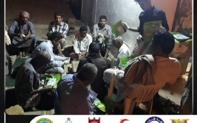 بمساهمة مؤسسة البر بالقطن : تواصل النزولات الميدانية لحملة حضرموت ضد كورونا بمديريتي حريضة وحوره ووادي العين